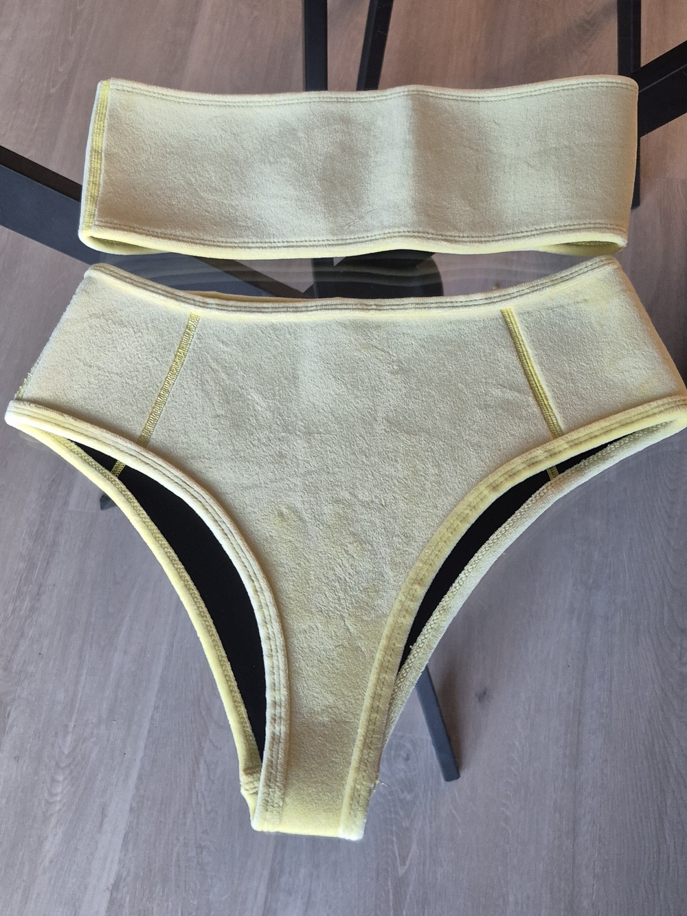 Hoaka Yellow High-Waist Bikini Bottom with Matching Bandeau